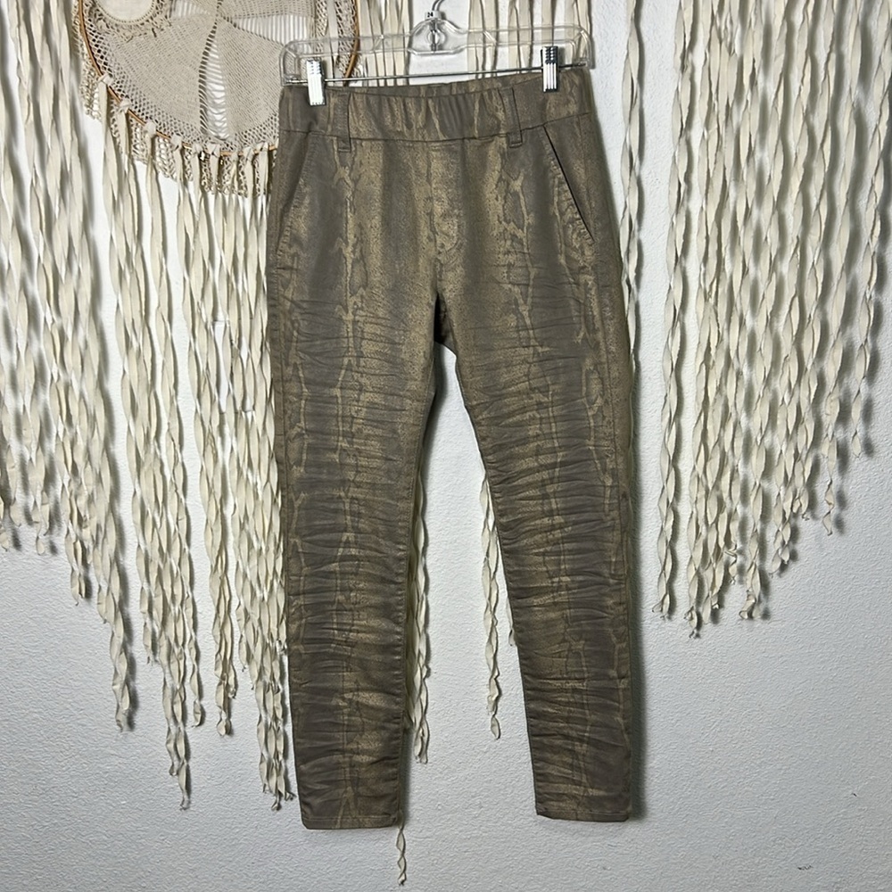 Bevy Flog Gold Tan Python Print Pull On Pant Size… - image 1